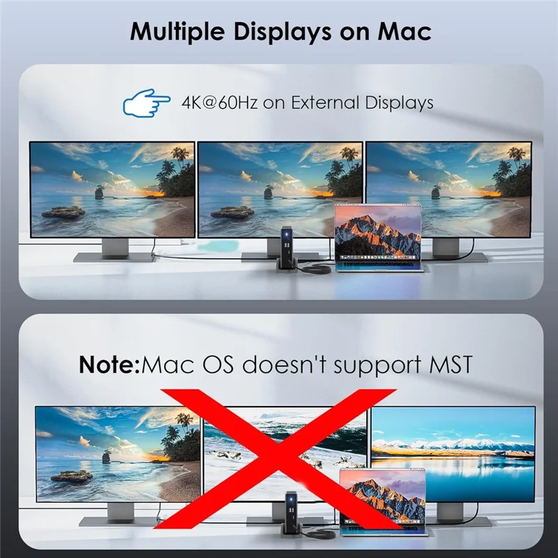 WAVLINK UMD27PRO Laptop Docking Station 2 HD + DP 140W PD Hub Adapter Support 8K 30Hz  /  4K 144Hz - US Plug