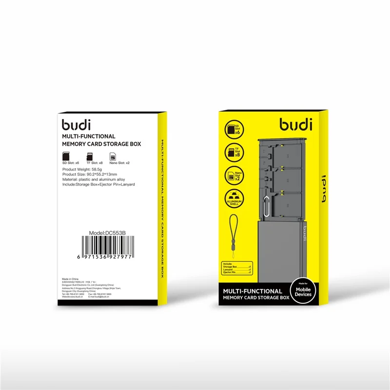 BUDI DC553B Przenośne pudełko do przechowywania kart pamięci SD, TF, nano, chroniący futerał