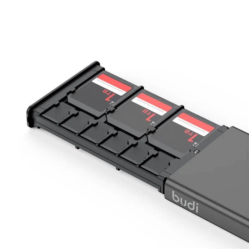 BUDI DC553B Przenośne pudełko do przechowywania kart pamięci SD, TF, nano, chroniący futerał