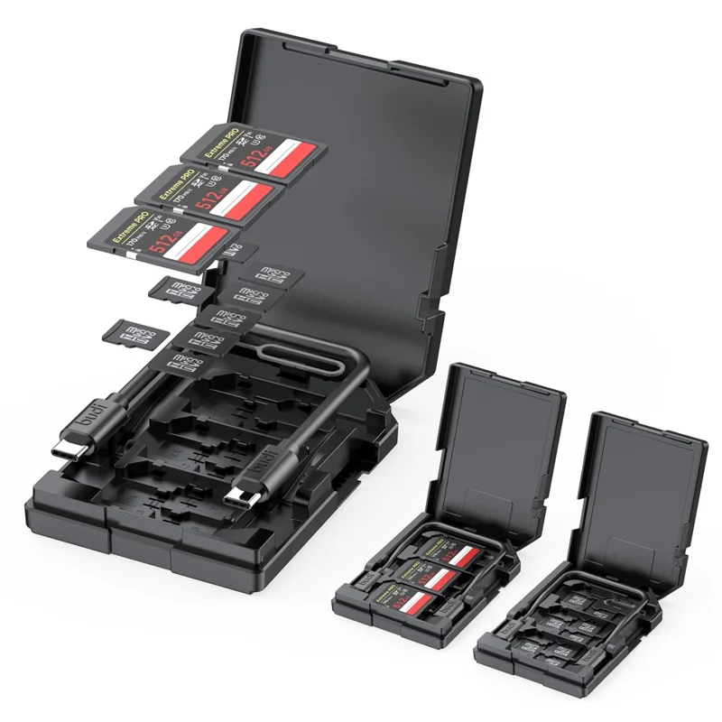 BUDI CP582B قارئ بطاقات متعدد الوظائف SD / TF مع 4 فتحات SD و 8 فتحات TF، قارئ بطاقات ذاكرة عالي السرعة بسرعة 5 جيجابت في الثانية