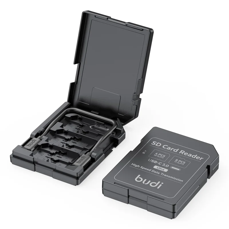 BUDI CP582B قارئ بطاقات متعدد الوظائف SD / TF مع 4 فتحات SD و 8 فتحات TF، قارئ بطاقات ذاكرة عالي السرعة بسرعة 5 جيجابت في الثانية