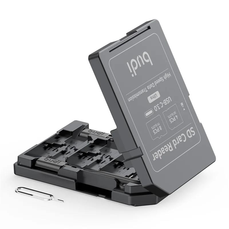 BUDI CP582B قارئ بطاقات متعدد الوظائف SD / TF مع 4 فتحات SD و 8 فتحات TF، قارئ بطاقات ذاكرة عالي السرعة بسرعة 5 جيجابت في الثانية