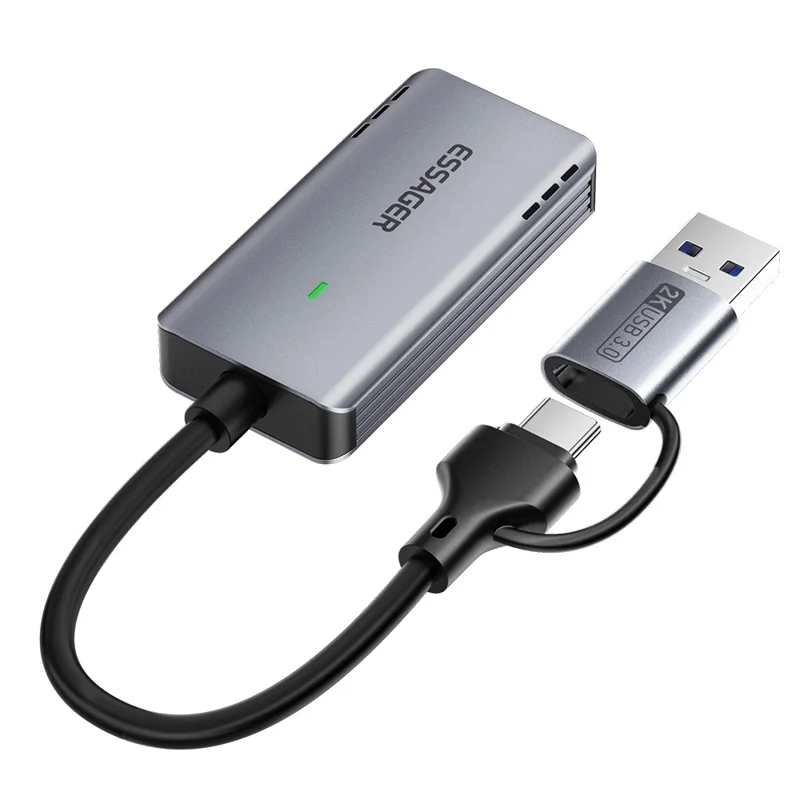 ESSAGER ECJK2K-HC0G-Z 4K 60Hz HDMI Video Capture Card USB 3.0 2 in 1 Interface Plug and Play Capture Card with Cable