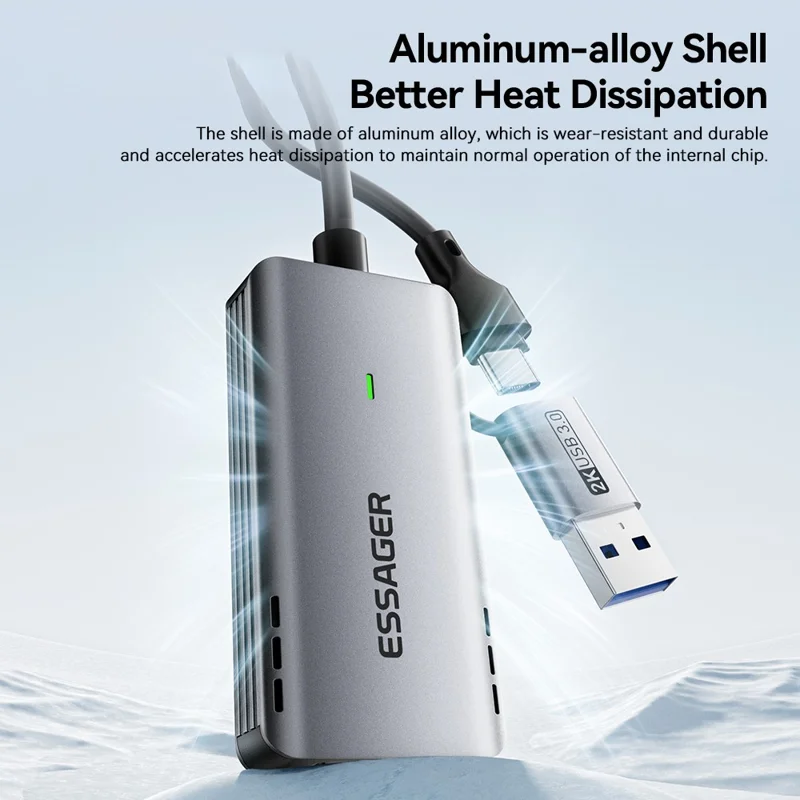 ESSAGER ECJK2K-HC0G-Z 4K 60Hz HDMI Video Capture Card USB 3.0 2 in 1 Interface Plug and Play Capture Card with Cable