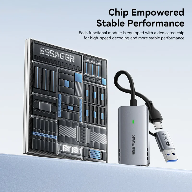 ESSAGER ECJK2K-HC0G-Z 4K 60Hz HDMI Video Capture Card USB 3.0 2 in 1 Interface Plug and Play Capture Card with Cable