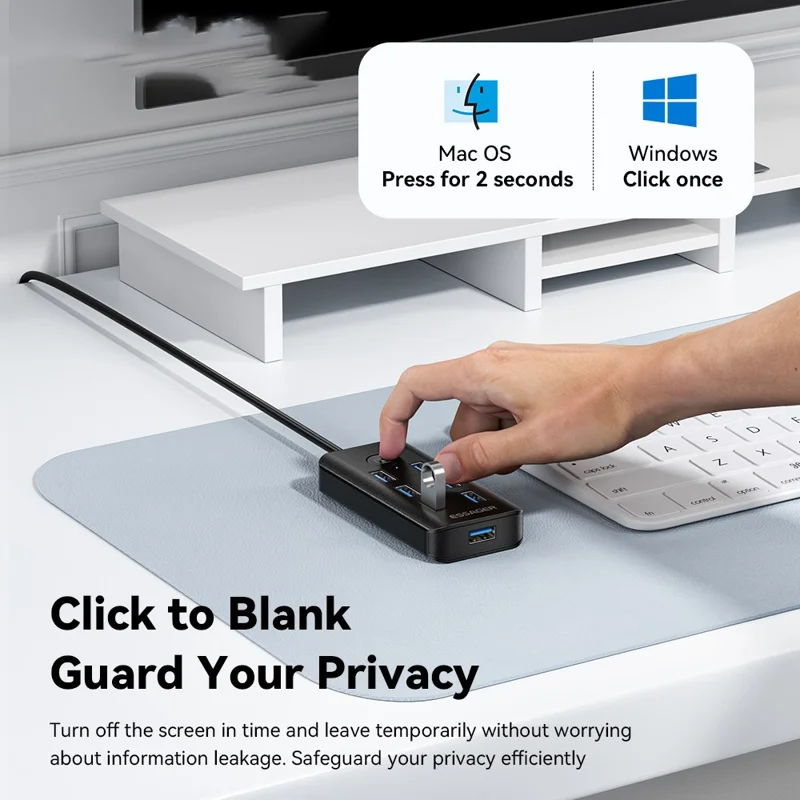 ESSAGER 7 in 1 USB 3.0 Hub For PC  /  Laptop  /  MacBook High Speed Data Transfer Multi Port Expansion