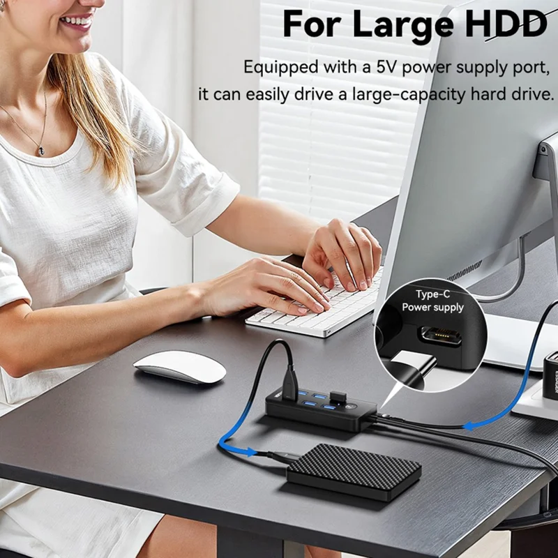 ESSAGER 7 in 1 USB 3.0 Hub For PC  /  Laptop  /  MacBook High Speed Data Transfer Multi Port Expansion