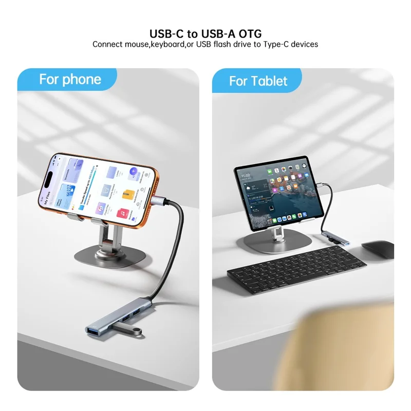 XUNDD XDDC-069 Hub de prolongation en alliage d'aluminium 4 en 1, concentrateur USB, adaptateur multiports pour transfert de données - Type-C