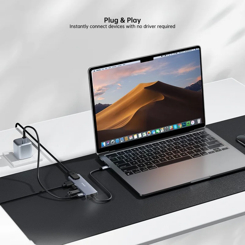 XUNDD XDDC-070 Adattatore Multi-porta 5 in 1 Hub USB-C con Porte 4K HD / Ethernet / Ricarica PD - Grigio