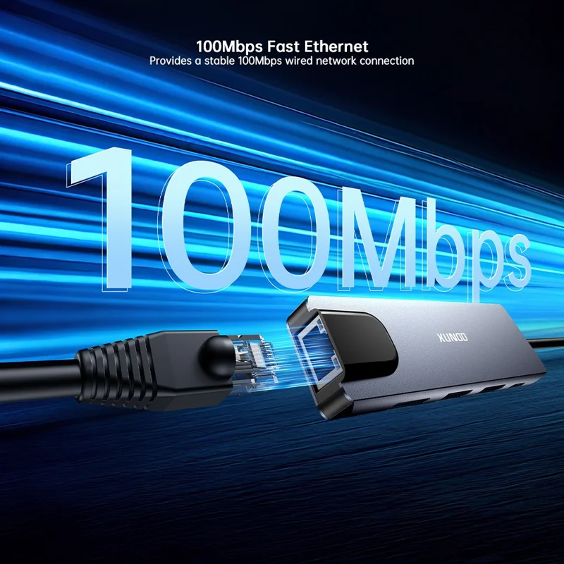 XUNDD XDDC-070 Adattatore Multi-porta 5 in 1 Hub USB-C con Porte 4K HD / Ethernet / Ricarica PD - Grigio