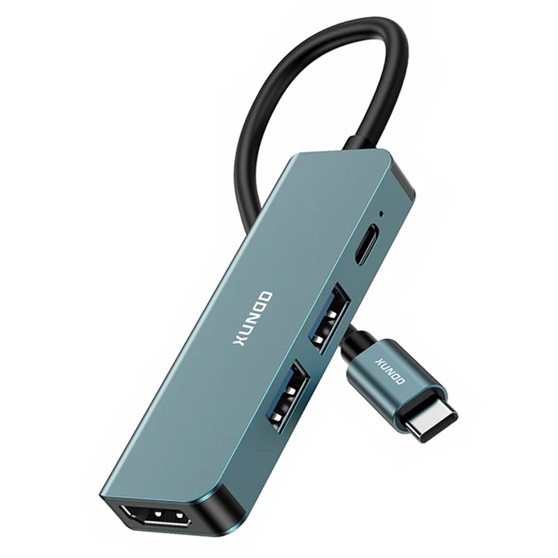 XUNDD XDDC-071 Hub USB-C 4 in 1, Stazione di Doccia Type-C a PD / USB 3.0 / USB 2.0 / HD, Adattatore Multi-Porta