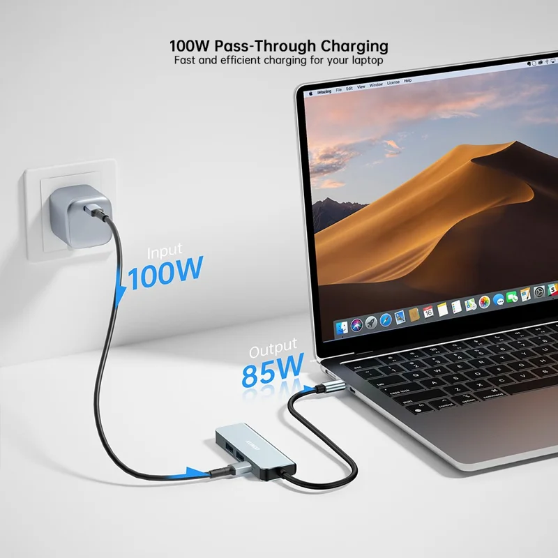 XUNDD XDDC-071 Hub USB-C 4 in 1, Stazione di Doccia Type-C a PD / USB 3.0 / USB 2.0 / HD, Adattatore Multi-Porta