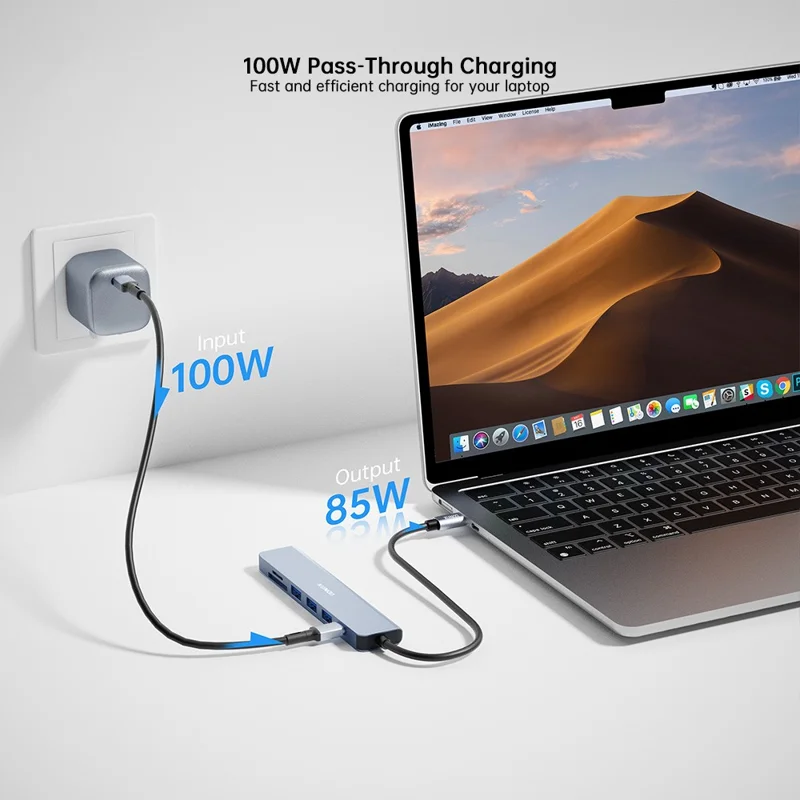 Dock di espansione XUNDD XDDC-072 Hub Type-C 7 in 1 USB-C a PD / USB 3.0 / USB 2.0 / HD / Lettore schede SD / TF - Grigio