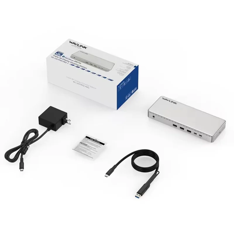 WAVLINK UG7701PRO 13 in 1 Docking Station with SM770 Chip USB-C / A to HD / DP Hub Adapter Support Triple 4K@60Hz Display for Laptop / PC - US Plug