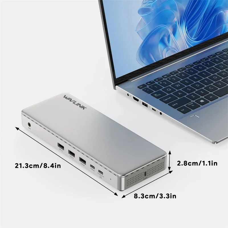 WAVLINK UG7701PRO 13 in 1 Docking Station with SM770 Chip USB-C / A to HD / DP Hub Adapter Support Triple 4K@60Hz Display for Laptop / PC - US Plug
