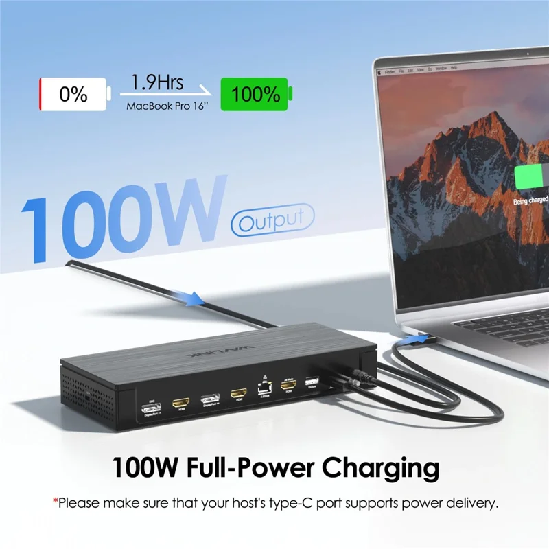 WAVLINK WL-UG75PD5-3H2D2 Universal Docking Station Dual 8K / Fünffach 4K DisplayLink 7400 Hub Adapter – EU-Stecker