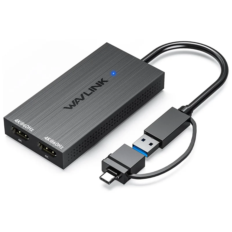 WAVLINK UG6902H DisplayLink USB-C HD Adapter USB-C / USB 3.0 to Dual HD Converter Support 4K 60Hz UG6902H Dual Display - Black