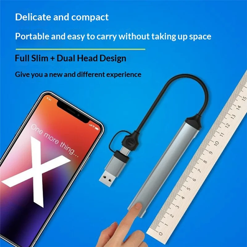 HC-77A 5 in 1 Aluminum Alloy Expansion Hub USB C / USB A to USB 3.0 / 2.0 SD TF Card Reader Docking Station - Grey