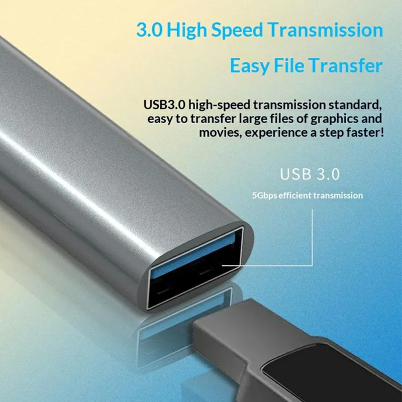 HC-77 USB C / USB A Hub USB 3.0 + 3 USB 2.0 Docking Station Aluminum Alloy Portable Expander for Laptop Smartphone Tablet - Grey