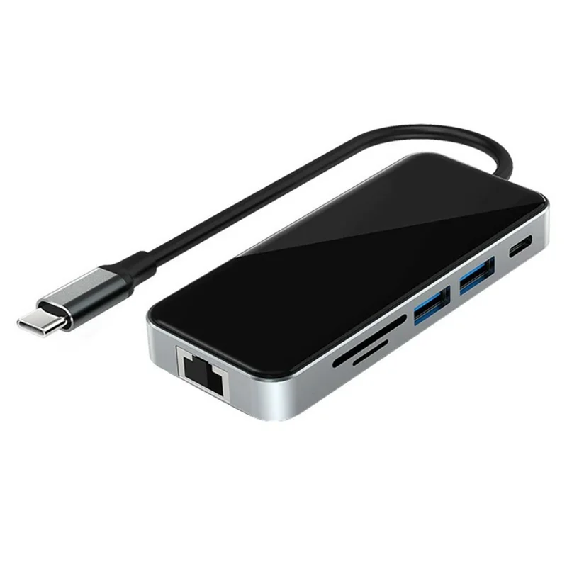 HC-76 10 in 1 USB-C-Hub Dockingstation mit 4K HD, RJ45 Ethernet, SD/TF-Kartenleser, Multifunktionsadapter