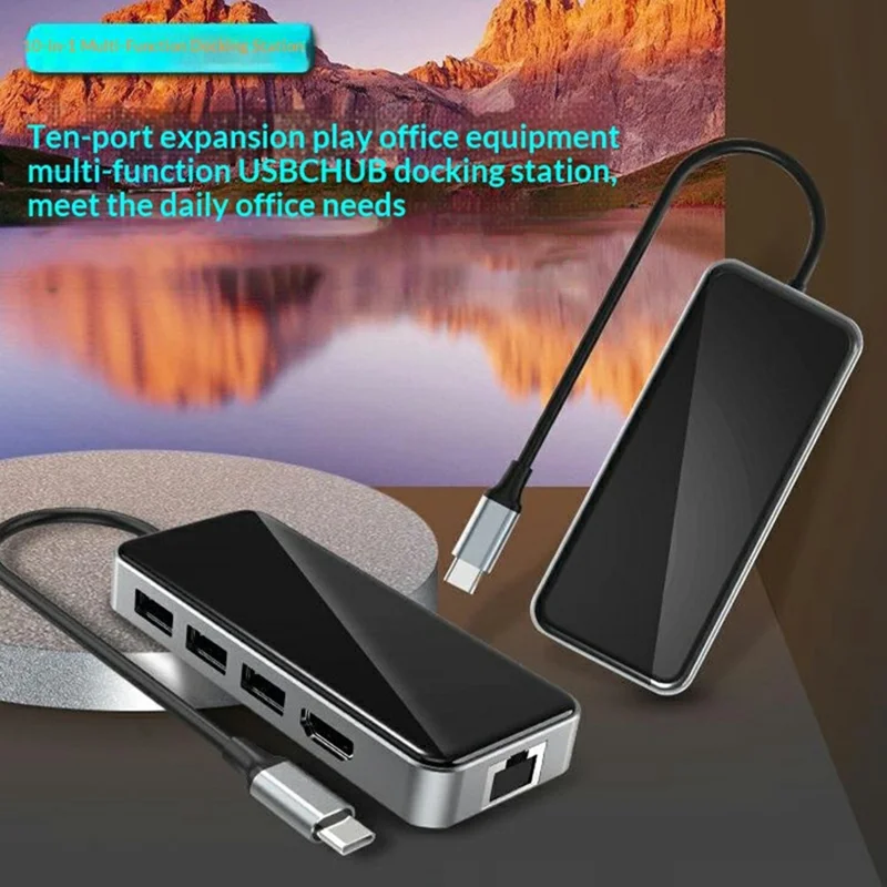 HC-76 10 in 1 USB-C-Hub Dockingstation mit 4K HD, RJ45 Ethernet, SD/TF-Kartenleser, Multifunktionsadapter