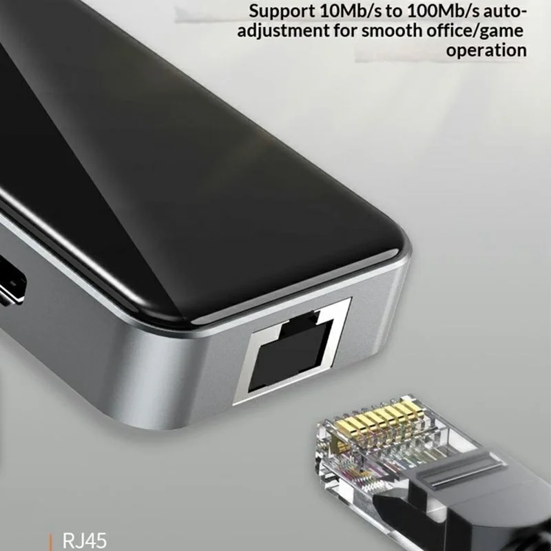 HC-76 10 in 1 USB-C-Hub Dockingstation mit 4K HD, RJ45 Ethernet, SD/TF-Kartenleser, Multifunktionsadapter