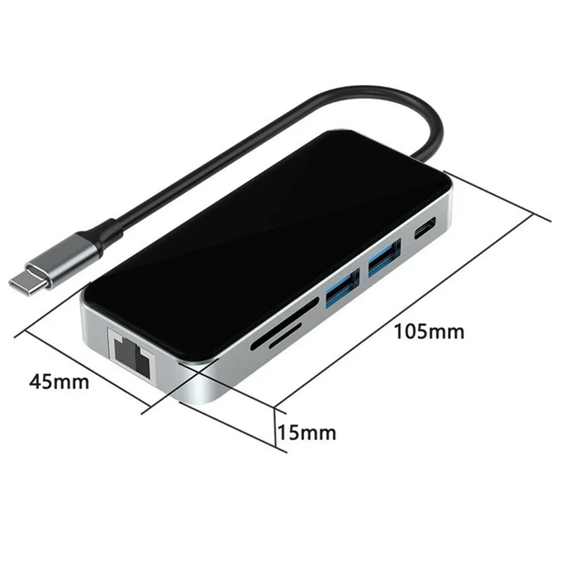HC-76 10 in 1 USB-C-Hub Dockingstation mit 4K HD, RJ45 Ethernet, SD/TF-Kartenleser, Multifunktionsadapter