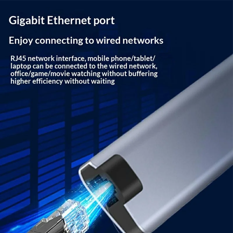 HC-75LC 7-in-1 USB-C-Dockingstation 4K HD PD 100 W Ladeanschluss Gigabit-Ethernet-Hub mit USB 3.0 SD/TF-Kartenleser – Grau