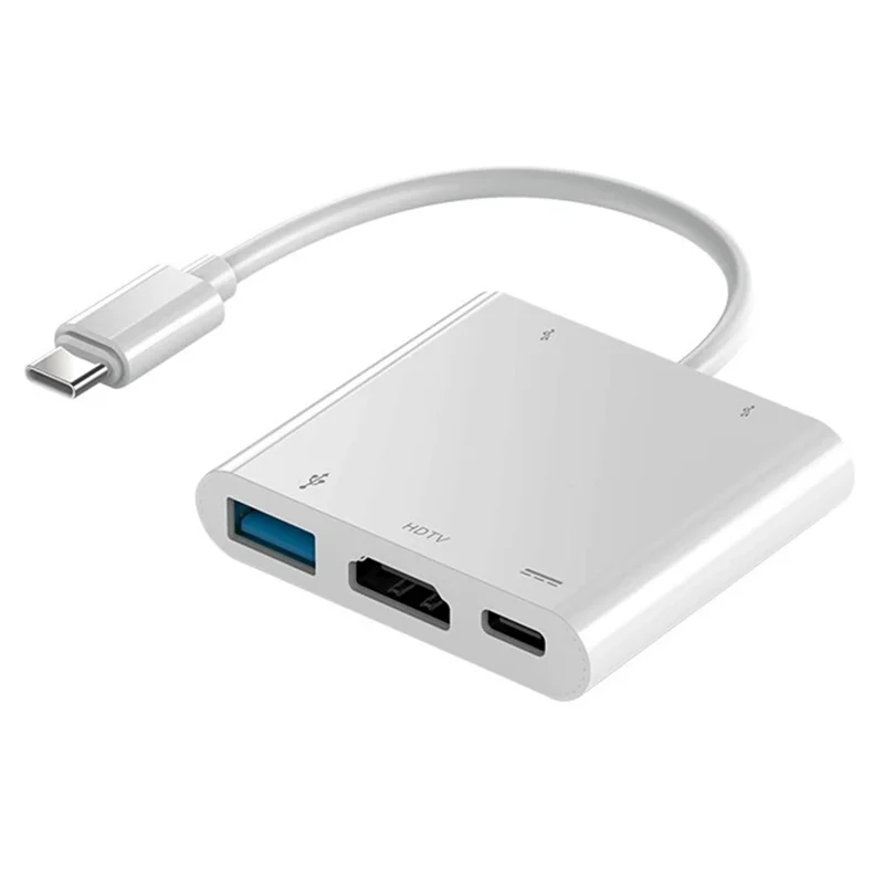 وحدة وصل HC-04D USB-C 5 في 1، محطة إرساء، محول تقسيم من Type-C إلى 4K HD وUSB 3.0 / 2.0 - أبيض