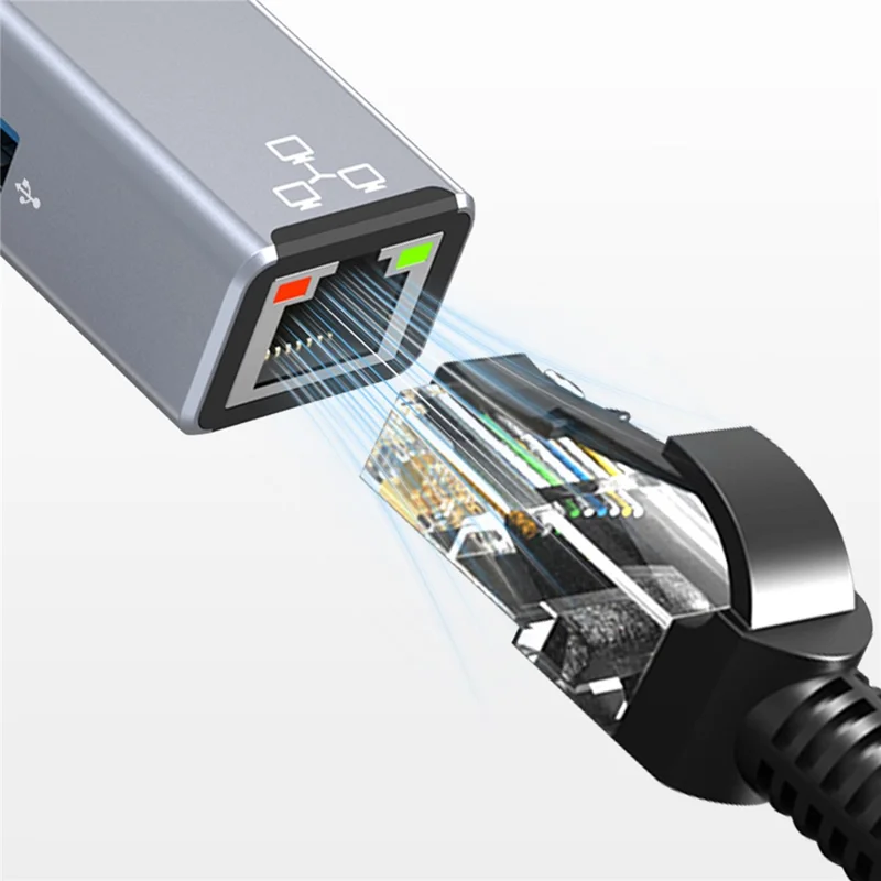 COTECI 16023 4 in 1 USB Hub USB-C / Type-A to USB3.0 USB2.0 RJ45 Ethernet Docking Station for Laptop Tablet - Grey