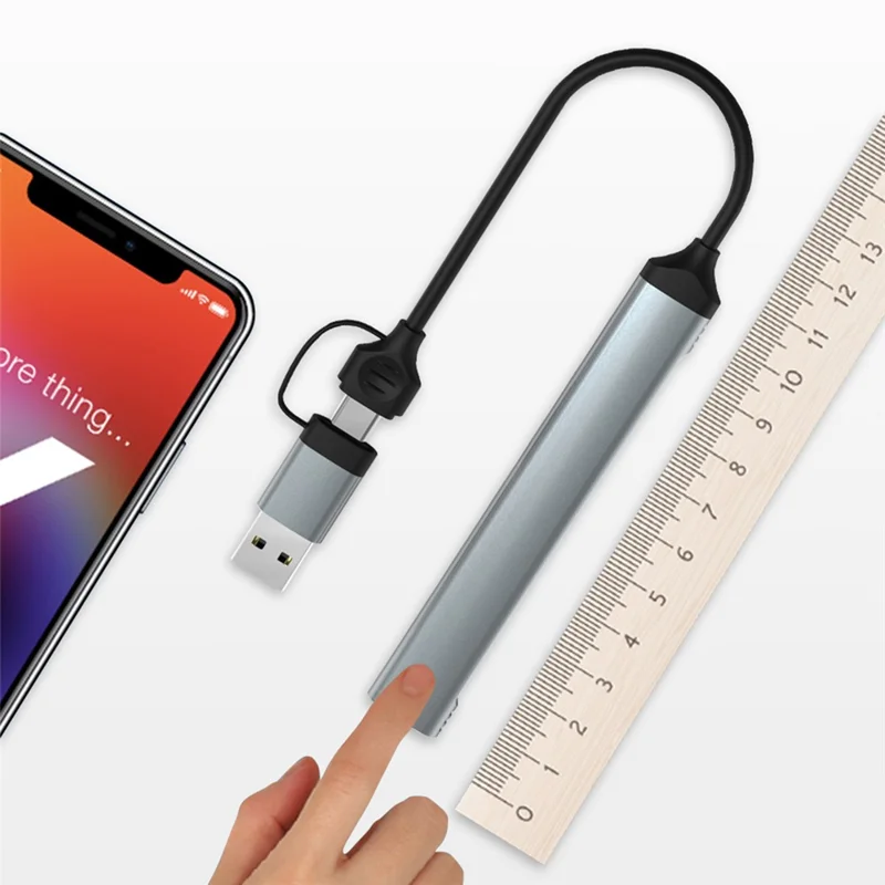 COTECI 16024 5-in-1 Dual Interface Docking Station USB-C Type-A Hub USB3.0 SD TF Card Reader - Grey