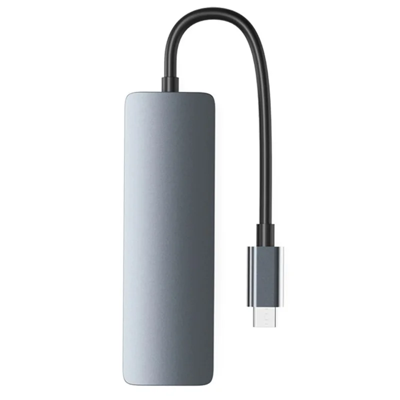HC-13E Aluminum Alloy USB-C Hub USB 3.0 / 2.0 4-Port Docking Station with Type-C Power Port - Grey