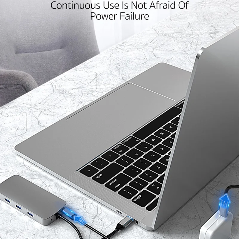 COTECI 16012 10 in 1 USB C Hub Type-C to HD 4K VGA USB 3.0 PD 100W SD TF RJ45 Audio Adapter for Laptop - Grey