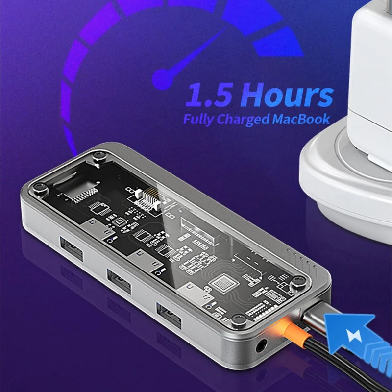 COTECI 16013 Punk 10-in-1 USB Hub Type-C Docking Station 4K HD VGA RJ45 100W PD for Laptop