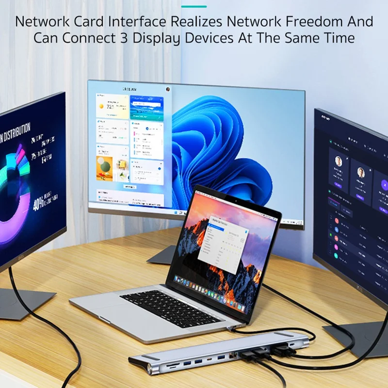 COTECI 16014 Hub USB-C 12-em-1 Tipo-C 87W PD Carregamento Rápido Estação de Acoplamento HD 4K para Laptop