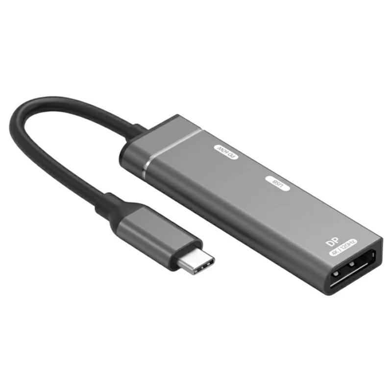 3 in 1 USB-C Hub 4K 120Hz DisplayPort + USB-A 3.0 + USB-C PD 60W Charging Adapter for Phone Tablet - Tarnish