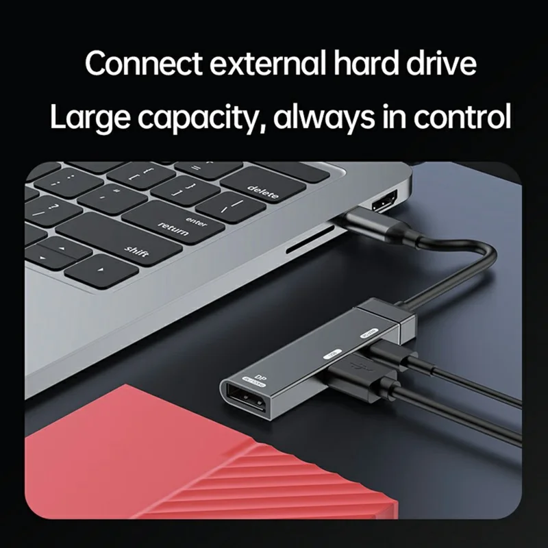 3 in 1 USB-C Hub 4K 120Hz DisplayPort + USB-A 3.0 + USB-C PD 60W Charging Adapter for Phone Tablet - Tarnish