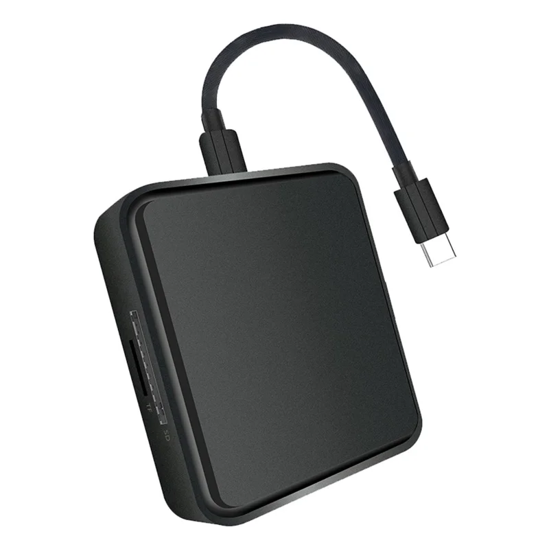 TYS-1030 Magnetic 6-in-1 USB Hub Card Reader 100W PD Fast Charging Wireless Charger Docking Station for Phone Tablet - Black