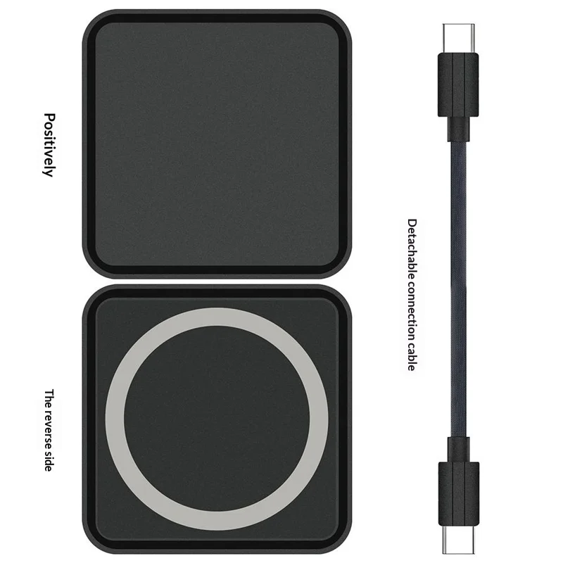 TYS-1030 Magnetic 6-in-1 USB Hub Card Reader 100W PD Fast Charging Wireless Charger Docking Station for Phone Tablet - Black