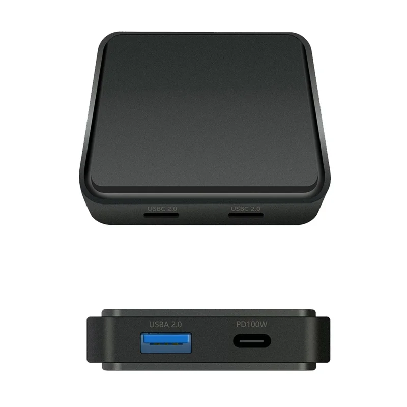 TYS-1030 Magnetic 6-in-1 USB Hub Card Reader 100W PD Fast Charging Wireless Charger Docking Station for Phone Tablet - Black