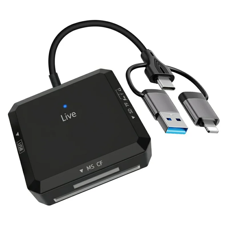 TYS-1029 iP (5-14)+USB+Type-C Interface Hub 9-in-1 USB-C Adapter Card Reader for TF  /  SD  /  CF  /  MS 60W PD Fast Charging Docking Station - Black