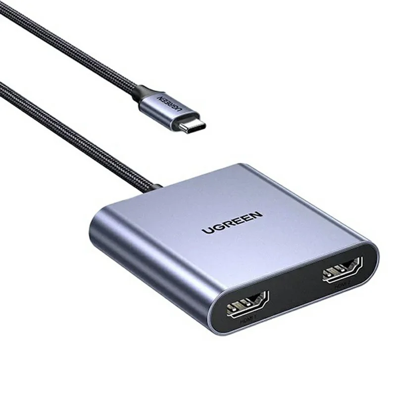 Adattatore UGREEN CM866 65145 USB-C a Doppia HD 4K/30Hz con Porta USB-A 3.0 e Ricarica Rapida PD 100W
