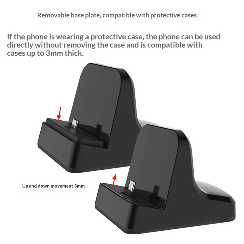 UC-03 Type-C Phone Charging Station Desktop Stand 120W QC3.0 PD Fast Charge Adjustable Charging Dock - Black