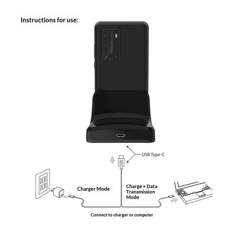 UC-03 Type-C Phone Charging Station Desktop Stand 120W QC3.0 PD Fast Charge Adjustable Charging Dock - Black