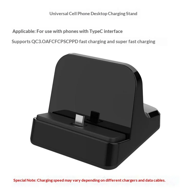 UC-03 Type-C Phone Charging Station Desktop Stand 120W QC3.0 PD Fast Charge Adjustable Charging Dock - Black