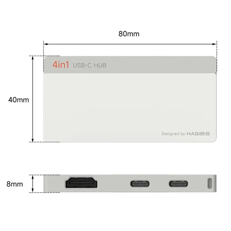 HAGIBIS KZWN02 USB-C Hub 4K / 60Hz HD 5Gbps 3x USB-A with PD 100W Input for Laptops