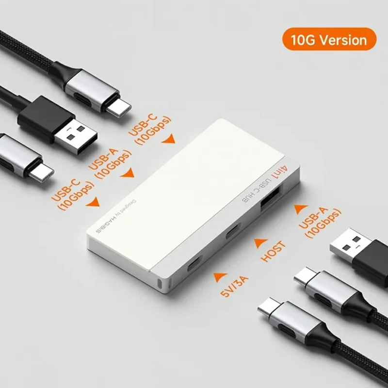 HAGIBIS KZWN02 USB-C-Hub 10 Gbps Datenübertragungs-Adapter 5 V / 3 A Stromzufuhr zur Erweiterung für Laptop