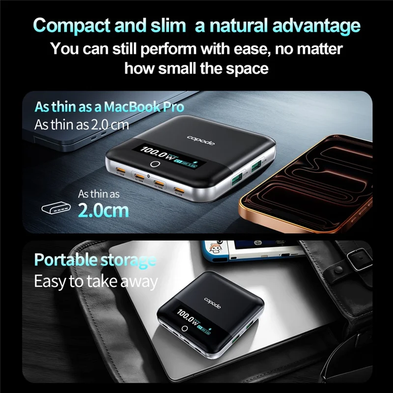 COPODE WLX-905 OLED Display 6-Port GaN Charger 100W PD 4 Type-C + 2 USB-A Desktop Charging Station Support AVS & PPS Protocol - US Plug