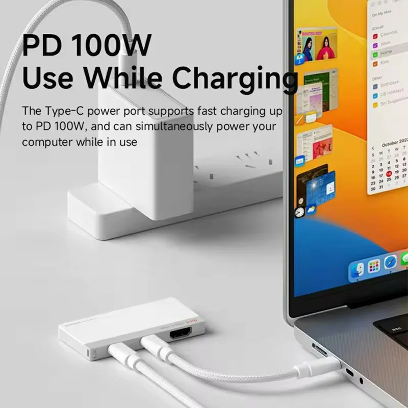 HAGIBIS KZWN02 USB-C to 4-Port USB-A Hub 5Gbps High-Speed Data Hub with USB-C Host and 5V / 3A Power Input - White