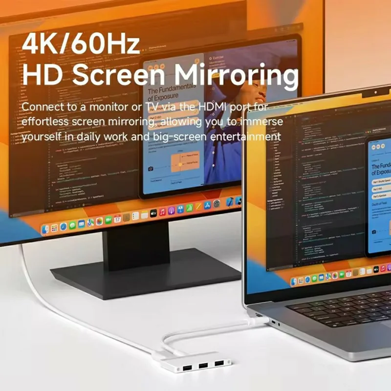 HAGIBIS KZWN02 USB-C to 4-Port USB-A Hub 5Gbps High-Speed Data Hub with USB-C Host and 5V / 3A Power Input - White